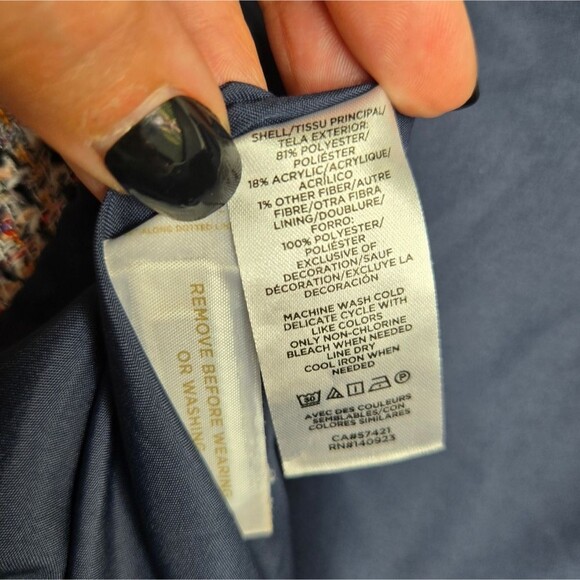 Ann Taylor LOFT Tweed Pocket Shift Skirt Navy Lined Office Career Wear Size 12 - Picture 8 of 11